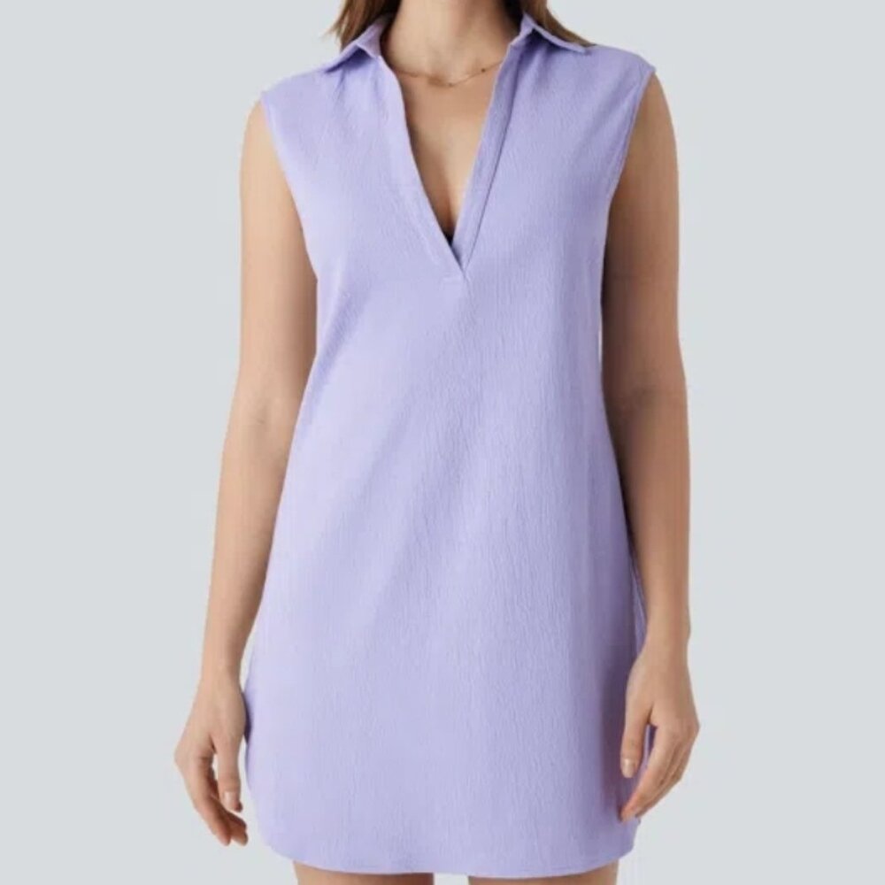 NWT Halara V Neck Sleeveless Curved Hem Mini Dress